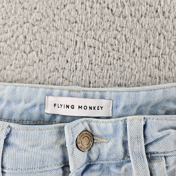 Flying Monkey Shorts Women 26 Light Wash Blue Distressed Frayed Cutoff High Rise - Picture 4 of 16